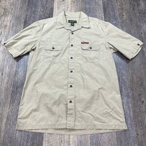 Eddie Bauer Outdoor Short Sleeve Ripstop Guide Shirt Men's Sz L Tall Light Khaki